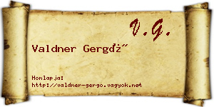 Valdner Gergő névjegykártya